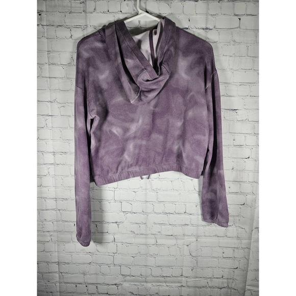 Athleta Girl Pullover Crop Sweatshirt Drawstring Hoodie Purple Size L 12 - Picture 6 of 6